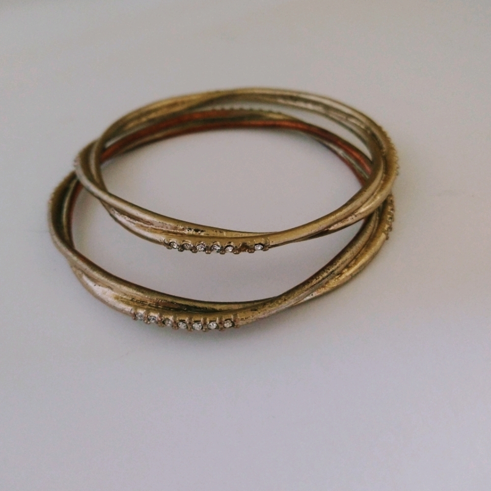 Vintage Gold Pair Twist Bracelets